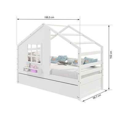 Bicama Casinha Com Janela Madeira Maciça Branco Housin