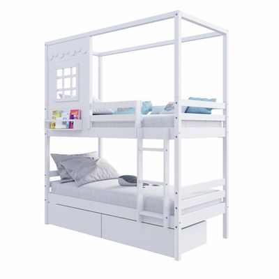 Beliche Casinha Reta Com 02 Gavetas Madeira Maciça Branco Housin