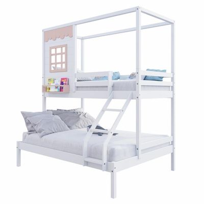 Beliche Casinha Reta Casal/ Solteiro Madeira Maciça Branco/ Rosa Housin