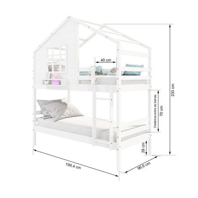 Beliche Casinha Com Janela Madeira Maciça Branco Housin