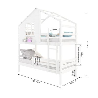 Beliche Casinha Com Janela E Grade De Proteção Madeira Maciça Branco Housin