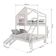 Beliche Casinha Com Janela Casal/solteiro Com Escada/escorregador Madeira Maciça Branco/ Rosa Housin