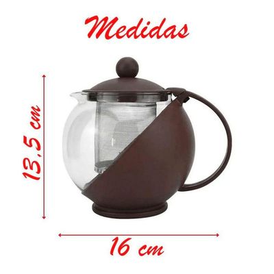 Chaleira Bule De Vidro E Plástico Para Chá Com Infr Interno 750ml