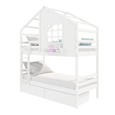 Beliche Casinha Com Janela Com 02 Gavetas Madeira Maciça Branco Housin