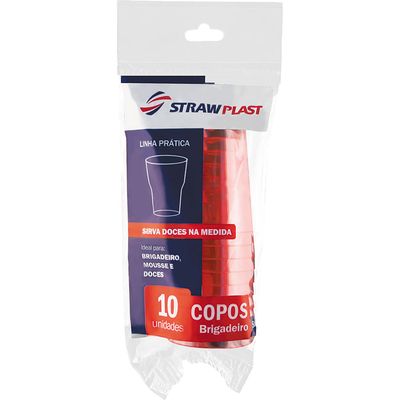 Conjunto 10 Copos Descartáveis para Brigadeiro 50ml Neon Strawplast Laranja
