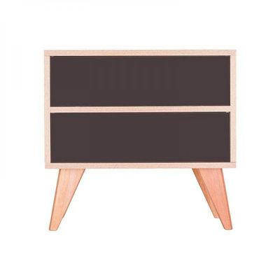 Mesa De Cabeceira Retrô Bréscia Carvalho E Grafite