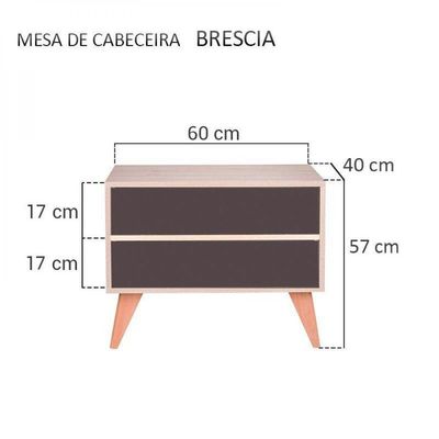 Mesa De Cabeceira Retrô Bréscia Carvalho E Grafite