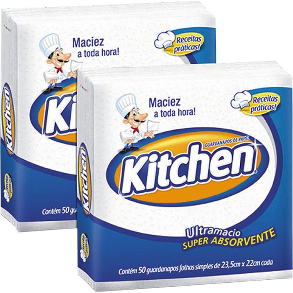 Conjunto 50 Guardanapos 23,5x25cm Kitchen Branco