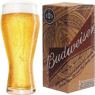 Copo de Chopp 400ml Budweiser Crisal