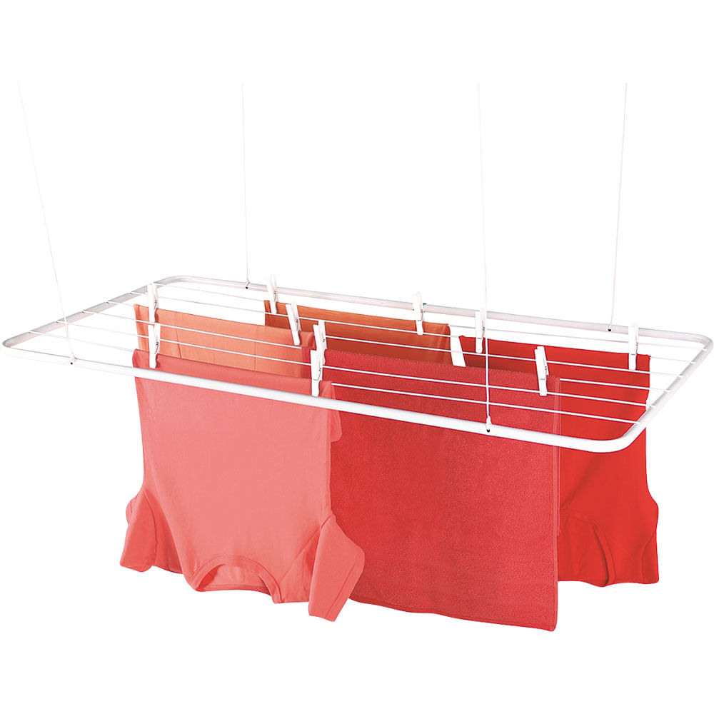 Varal de Teto Aço 120x56cm Mor Branco