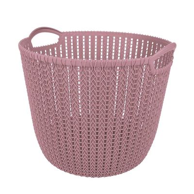 Cesto Trançado Circular Médio Rosa Antigo