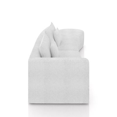 Sofá Curvo Decorativo Kimiko 327Cm 4 Lugares Sala de Estar com Chaise Bouclê Branco G52 - Gran Belo