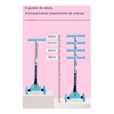Patinete Dobrável Infantil 3 Rodinhas rosa Lazer criança
