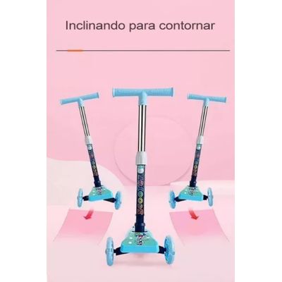 Patinete Dobrável Infantil 3 Rodinhas Azul Lazer criança