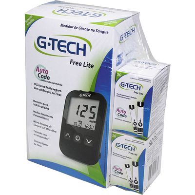 Combo G-Tech Lite Medidor de Glicose + 100 Tiras de teste