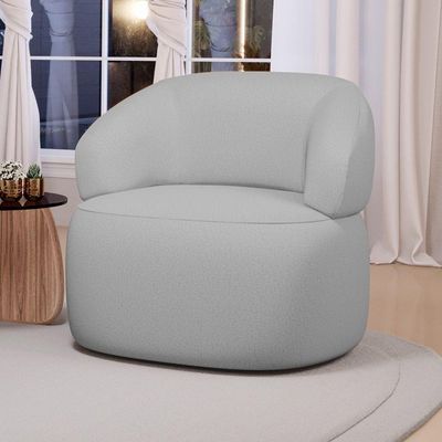 Poltrona Orgânica Giratória Living Glee Linho Cinza - Desk Design