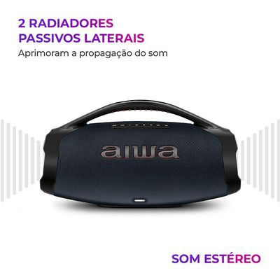 Caixa de Som Boombox Plus Aiwa 200W BT 30H IP66 USB RGB com Luzes AWS-BBS-01-LBL Bivolt