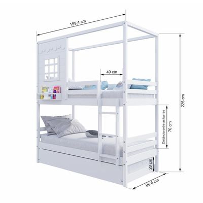 Treliche Casinha Reta Madeira Maciça Branco Housin