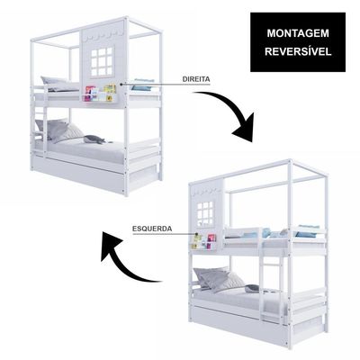 Treliche Casinha Reta Madeira Maciça Branco Housin