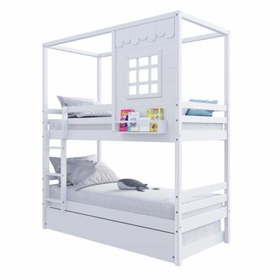 Treliche Casinha Reta Madeira Maciça Branco Housin