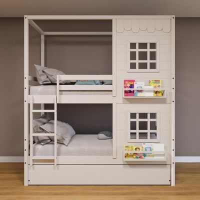 Treliche Casinha Reta Com 02 Janelas Madeira Maciça Branco Housin