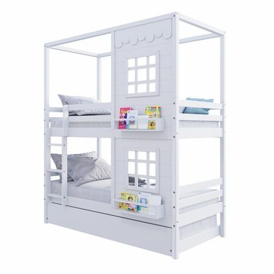 Treliche Casinha Reta Com 02 Janelas Madeira Maciça Branco Housin