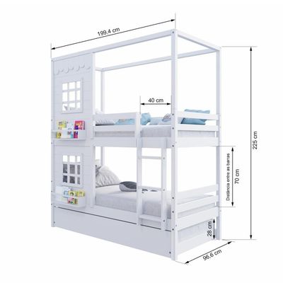 Treliche Casinha Reta Com 02 Janelas Madeira Maciça Branco Housin