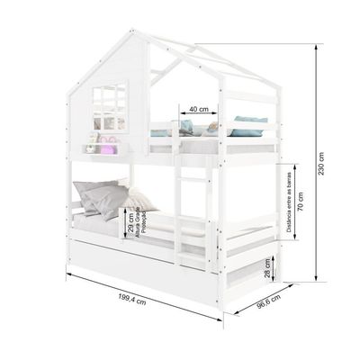 Treliche Casinha Com Janela E Grade De Proteção Madeira Maciça Branco Housin