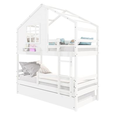 Treliche Casinha Com Janela E Grade De Proteção Madeira Maciça Branco Housin