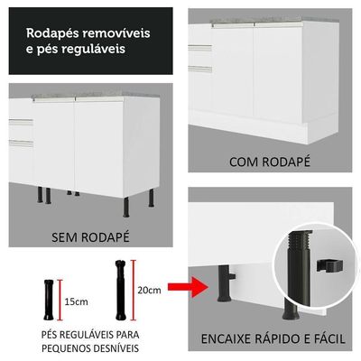 Armário Gabinete Para Banheiro 140cm 2 Portas 3 Gavetas Branco Madesa Branco