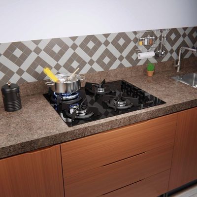 Cooktop 4B Preto Com Mesa De Vidro Tripla Chama Dako Bivolt