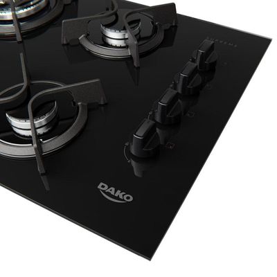 Cooktop 4B Preto Com Mesa De Vidro Tripla Chama Dako Bivolt