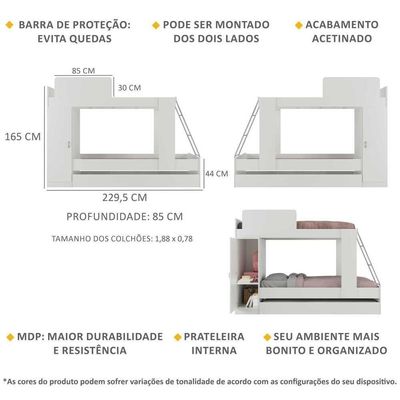 Treliche Com Colchão Incluso E Barra De Proteção Multimóveis Branco