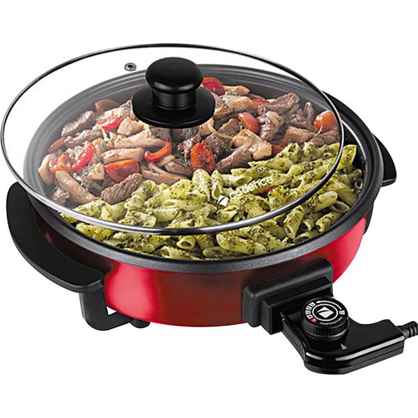 Panela Elétrica Antiaderente 1250W Cadence Rouge PAN610 com Tampa de Vidro Vermelha 127V