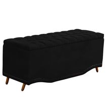 Calçadeira Baú Casal Estofada Maitê Veludo Cor Preto
