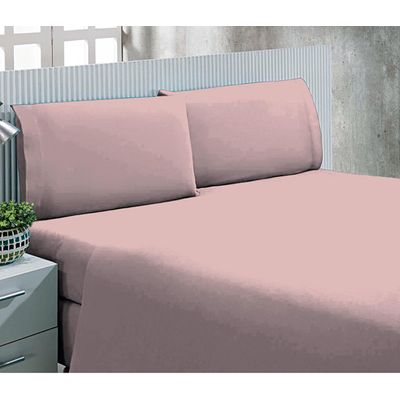 Lençol com Elástico Casal Microfibra Andreza Rosa