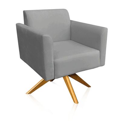 Poltrona Marisa Suede Base Madeira Grafite