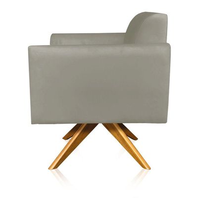 Poltrona Marisa Suede Base Madeira Marrom Rato