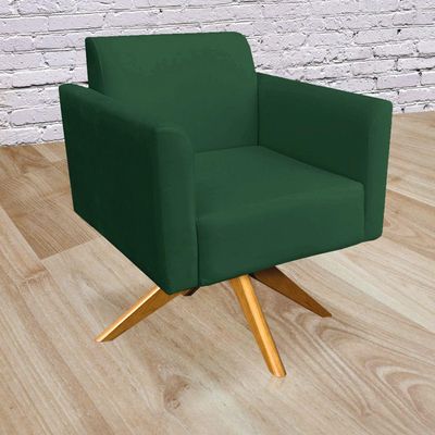 Poltrona Marisa Suede Base Madeira Verde