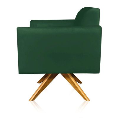 Poltrona Marisa Suede Base Madeira Verde