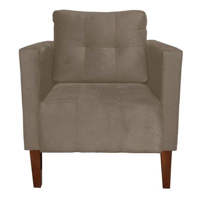 Poltrona Decorativa Lívia Suede Pés Chanfrado Marrom Rato