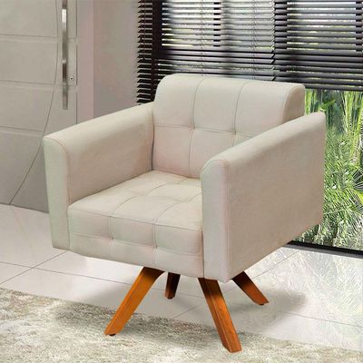 Poltrona Giratória Elisa Suede Bege