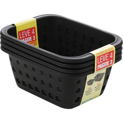 Cesto 1,4L Pequeno OR52042N Ordene Preto Leve 4 Pague 3