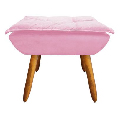 Kit 02 Poltronas Opala Com 01 Puff Opala Suede Rosa Bebê