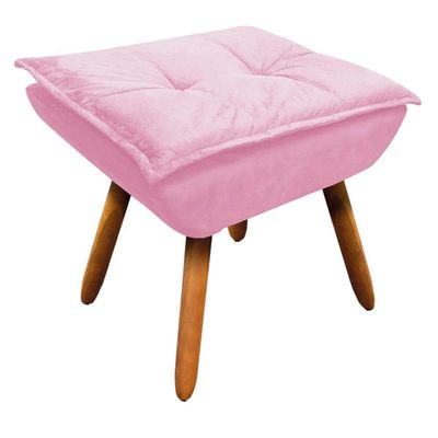 Kit 02 Poltronas Opala Com 01 Puff Opala Suede Rosa Bebê