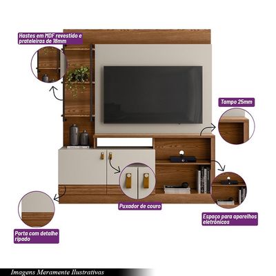Estante Home 160cm Jatiuca para TV até 50 Freijó/Off White G77 - Gran Belo