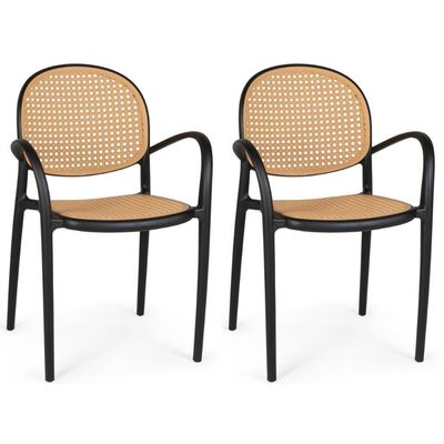 Kit 2 Cadeiras De Jantar Roma Com Braço Para Sala E Cozinha - Preto