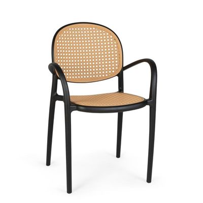 Kit 2 Cadeiras De Jantar Roma Com Braço Para Sala E Cozinha - Preto
