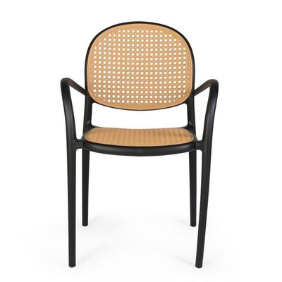 Kit 2 Cadeiras De Jantar Roma Com Braço Para Sala E Cozinha - Preto