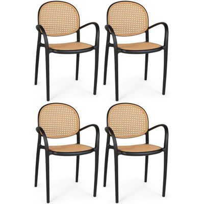 Kit 4 Cadeiras De Jantar Roma Com Braço Para Sala E Cozinha - Preto